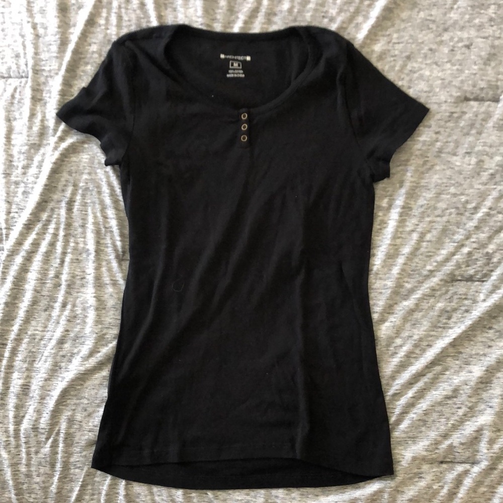 Black Button Up T-Shirt